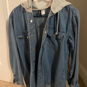Button up jean jacket with hood! Size 8 (fits like a L), from H&M!
